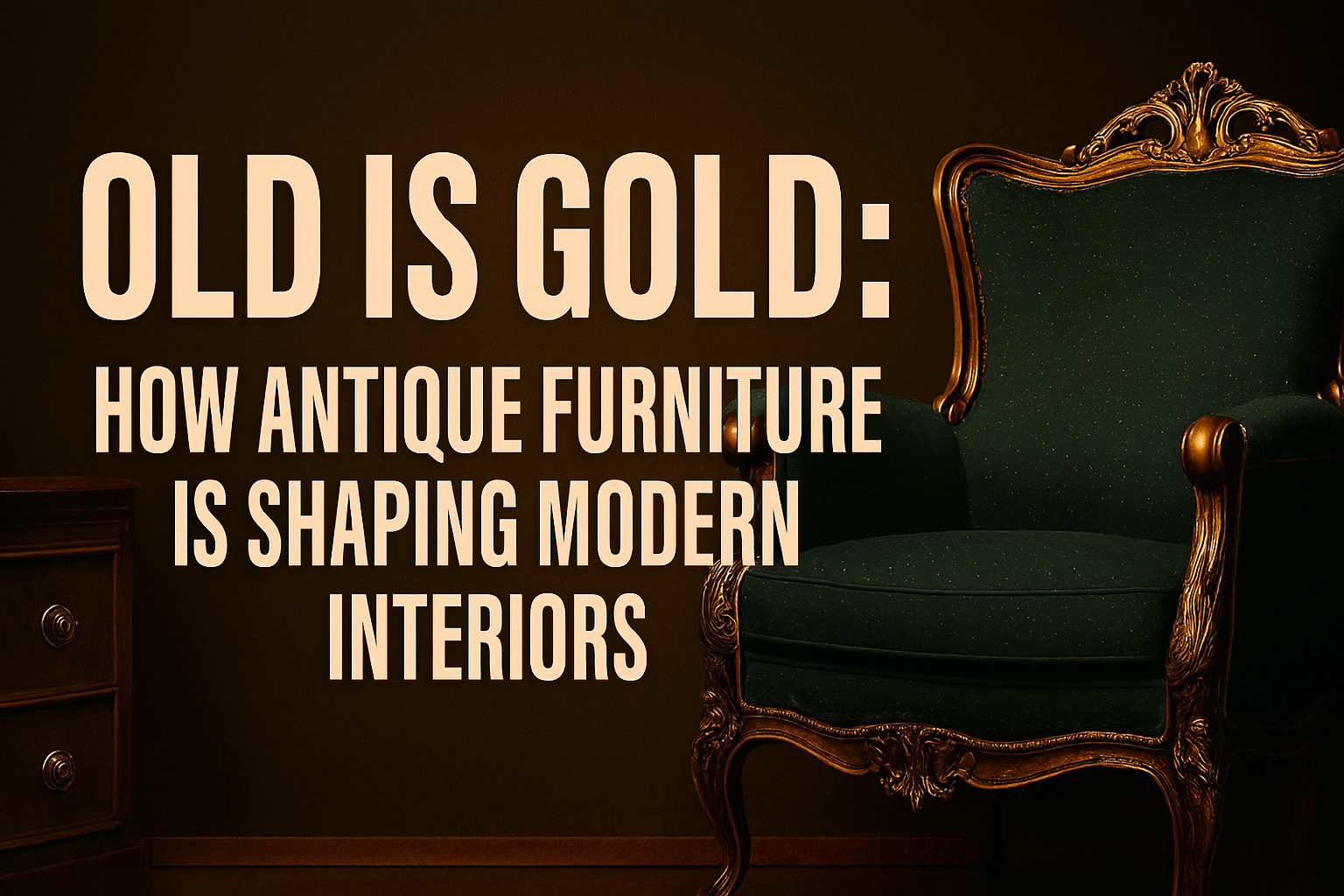 A vintage wooden cabinet and mirror adding charm to a modern living room.